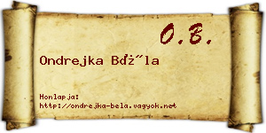 Ondrejka Béla névjegykártya